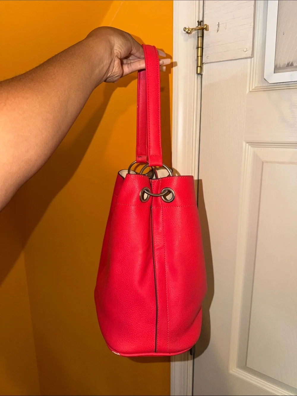 Collection XIIX Red Pebbled Leather Hobo Shoulder Bag
